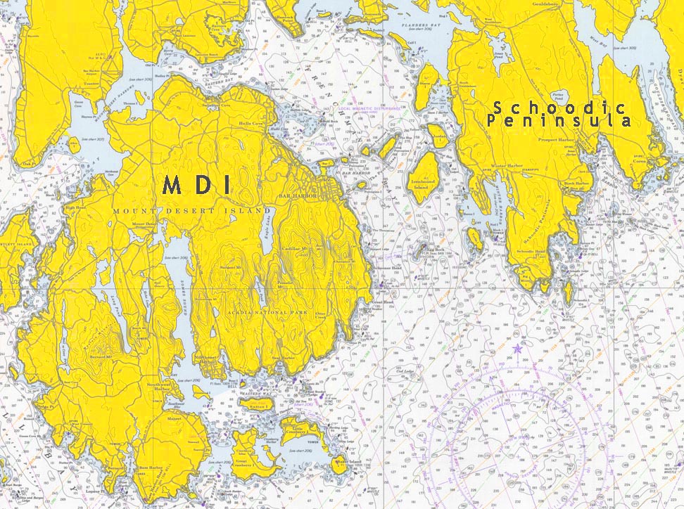 Chart 1202 - showing Mount Desert Island and the Schoodic Peninsula